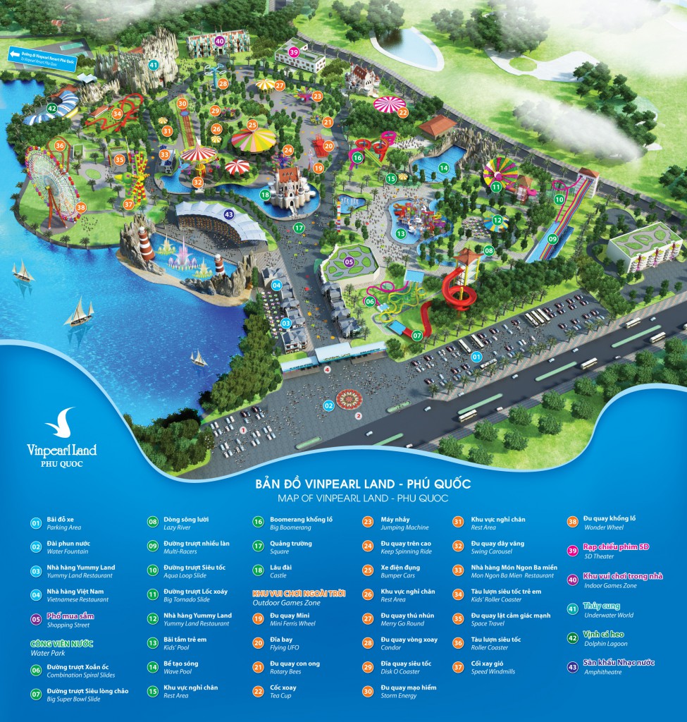 Bản đồ khu vui chơi Vinpeark Land Phú Quốc